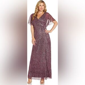 Women’s Mauve Metallic Pleated Maxi Dress